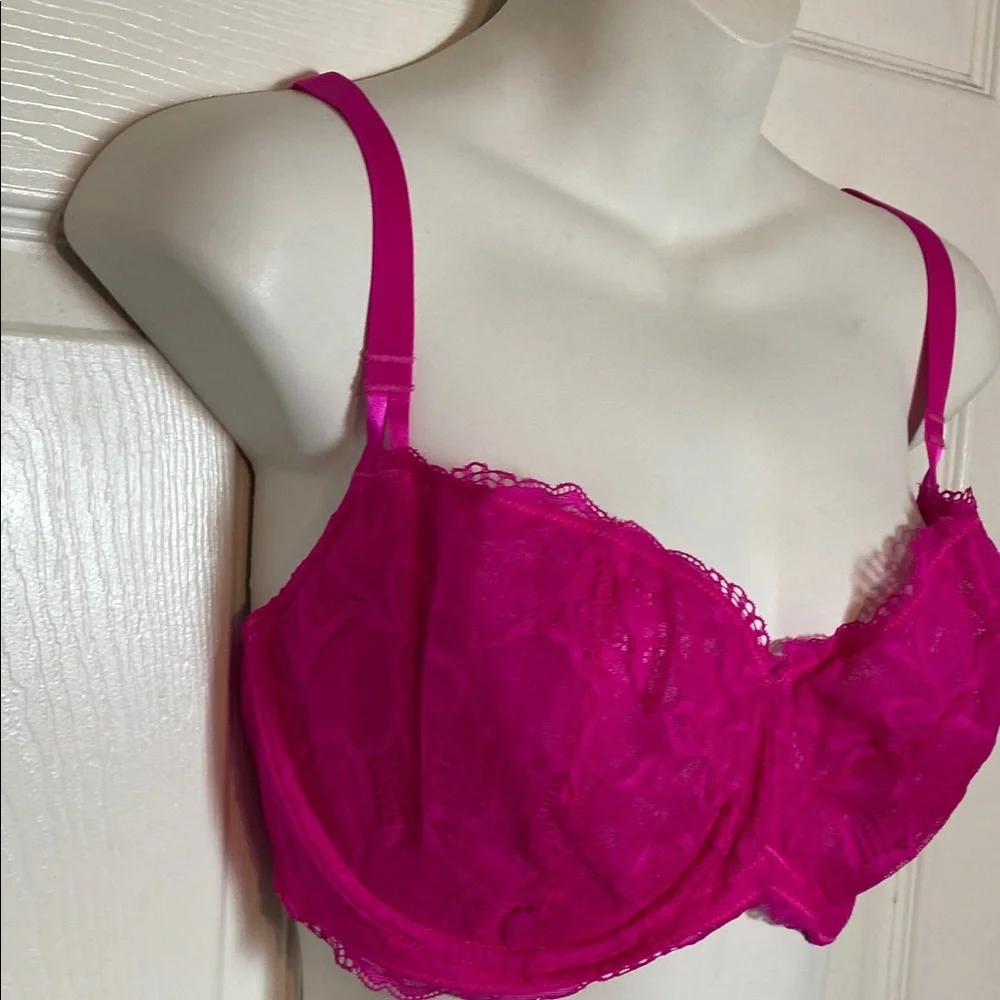 Dobreva Sexy Pink Lace Underwire Bra Size 36E Adjustable Strap